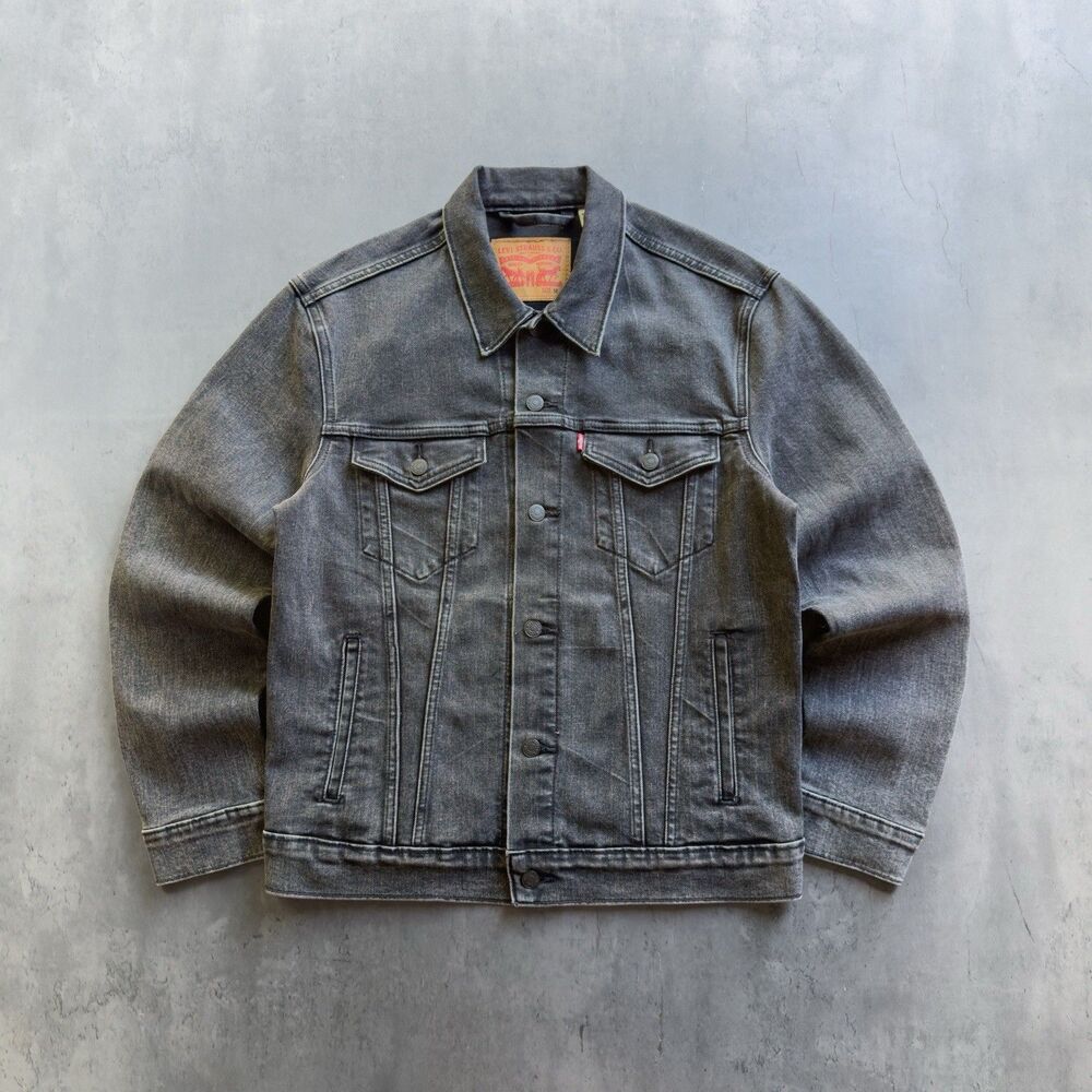 Levi’s Men’s M Black Acid Wash Denim Trucker Jacket Stretch NWOT Type III